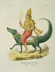 Varuna, Gott der Ozeane, graviert von Charles Etienne Pierre Motte